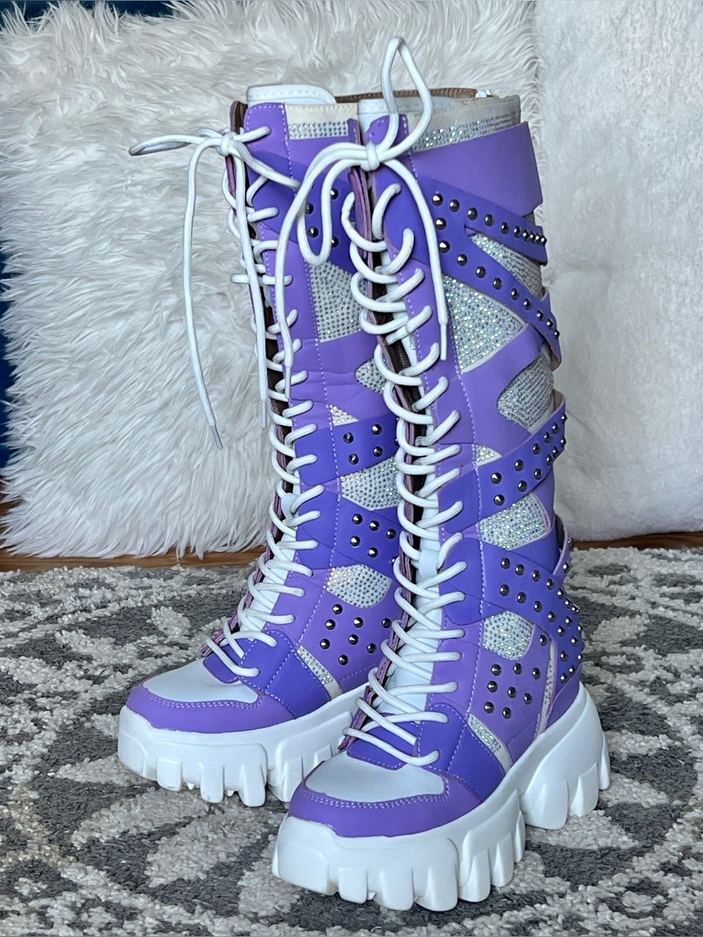 Anthony Wang Soursop 07 Lilac Platform Sneaker Boots Size 7